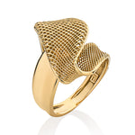 Anel Blend em Ouro Amarelo com Detalhe em Tela Vazada