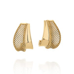 Brinco Blend em Ouro Amarelo com Detalhe em Tela Vazada