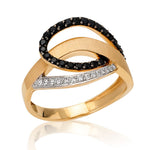 Anel Nanquim em Ouro Amarelo com Espinélios Negros e Diamantes