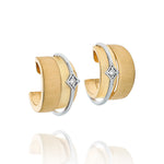Brinco Town em Ouro Amarelo e Ouro Branco com Diamante