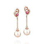 Brinco Novel em Ouro Rosé, Pérola, Rubi e Diamante