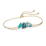 Pulseira em Ouro Amarelo com Topázios Azuis, Amazonita e Diamantes - Coleção Sydney