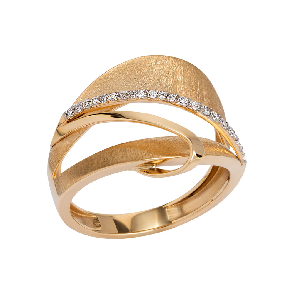 Anel Vértice em Ouro Amarelo com Diamantes