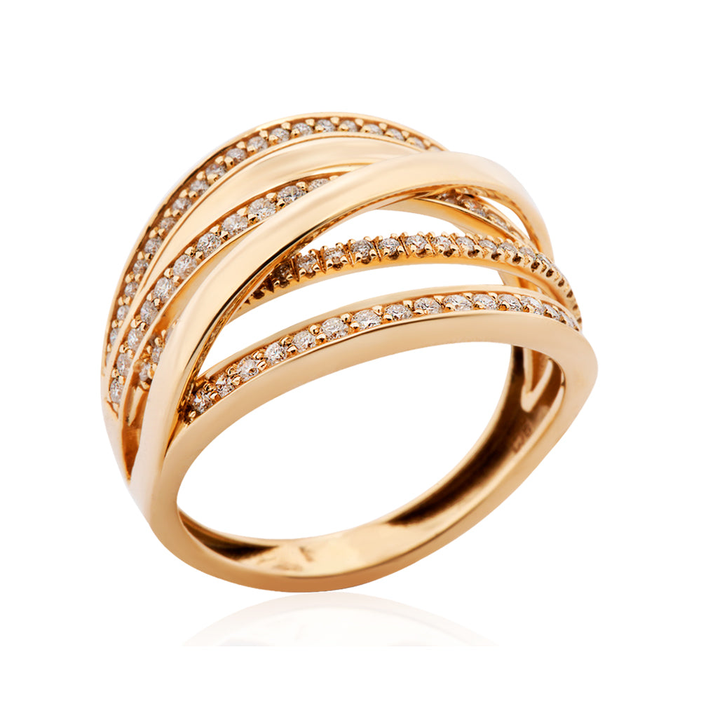 Anel Horizonte em Ouro Amarelo com Diamantes