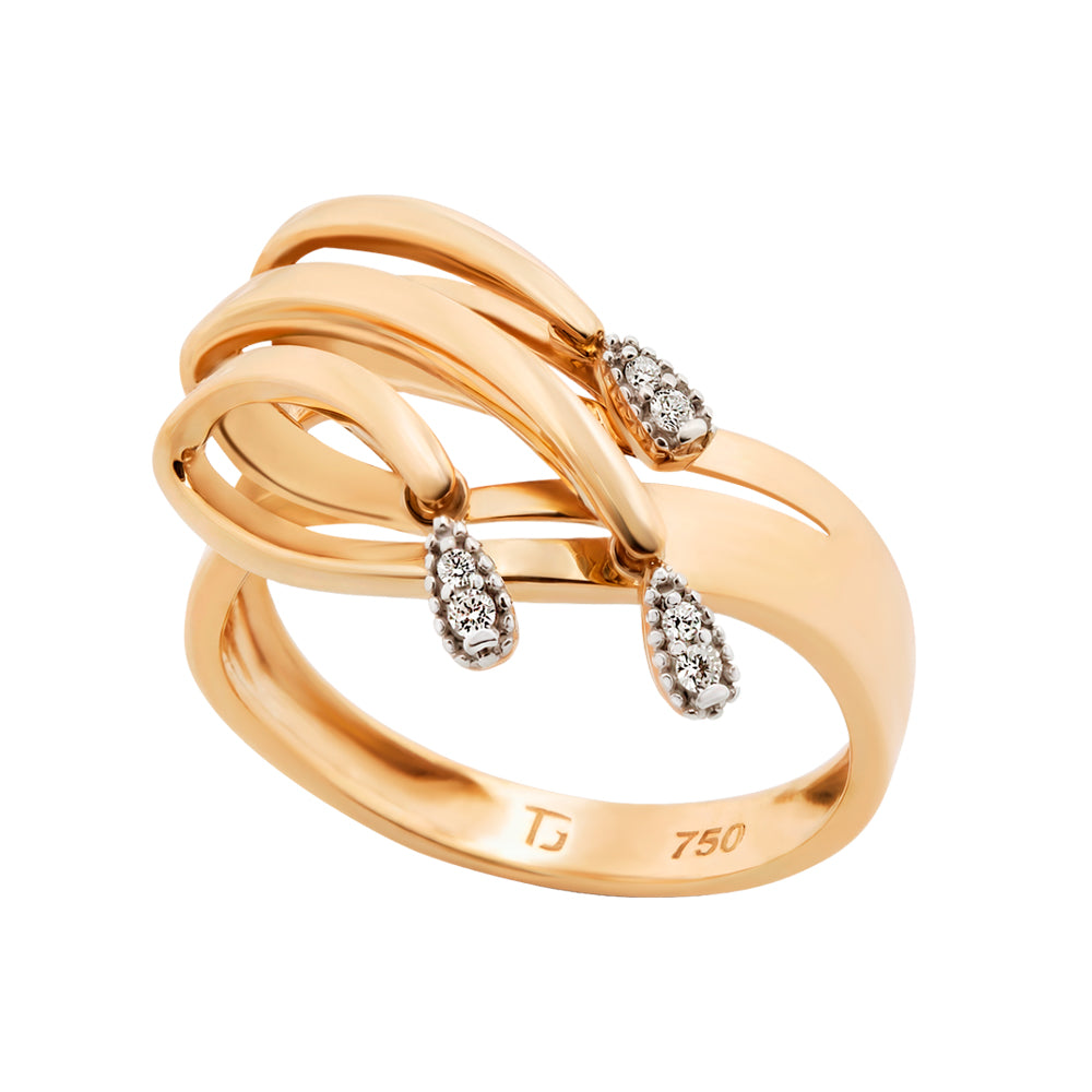 Anel Ritmo em Ouro Amarelo com Diamantes