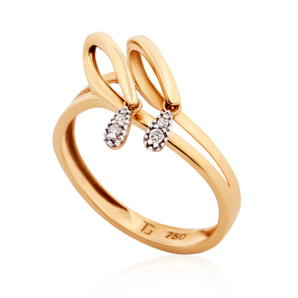 Anel Ritmo em Ouro Amarelo com Diamantes