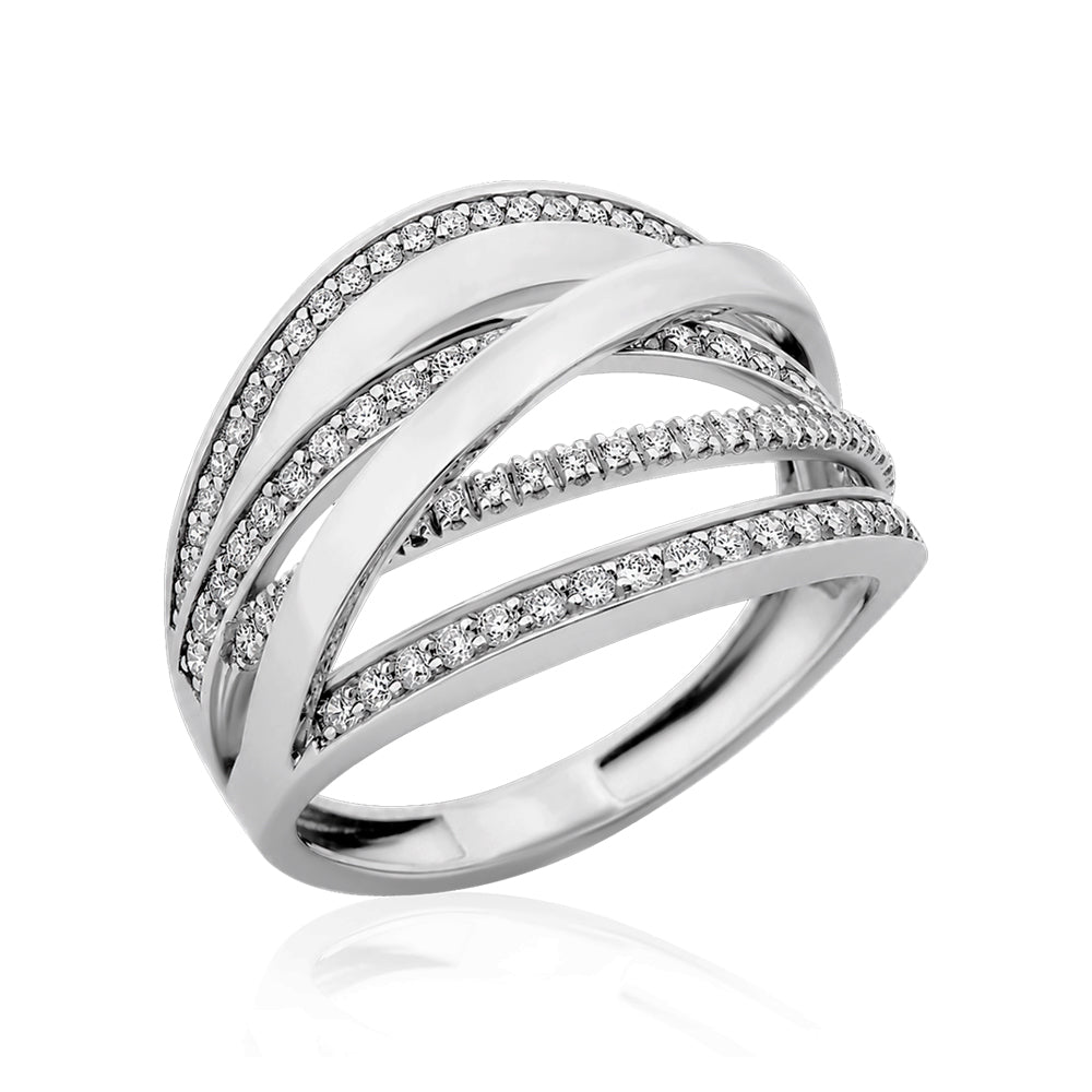 Anel Horizonte em Ouro Branco com Diamantes