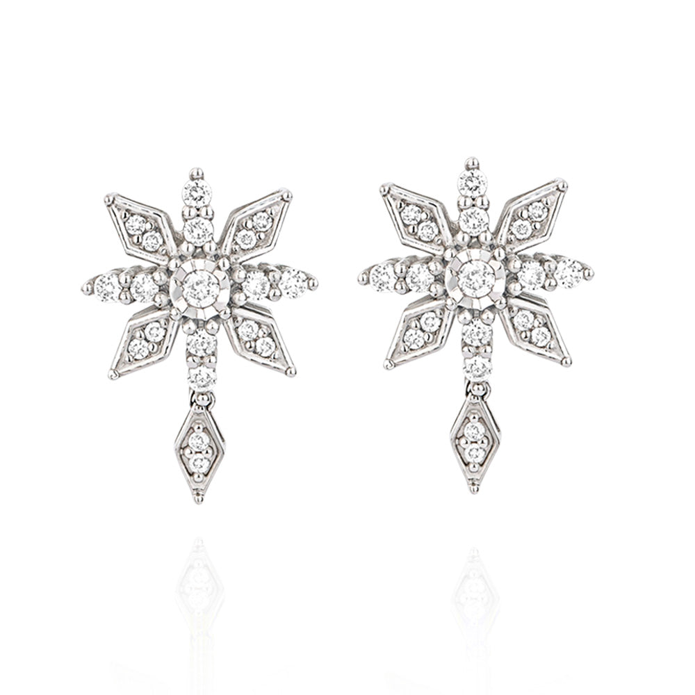 Brincos Afeto em Ouro Branco com Diamantes