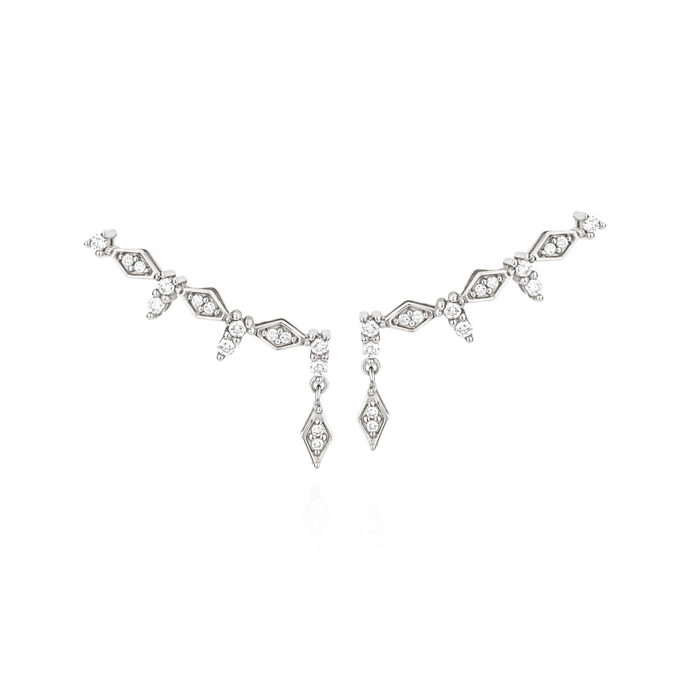 Brincos Afeto em Ouro Branco com Diamantes