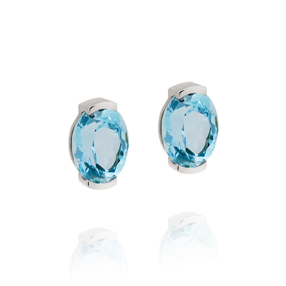 Brinco Aquarella em Ouro Branco e Topázio Sky