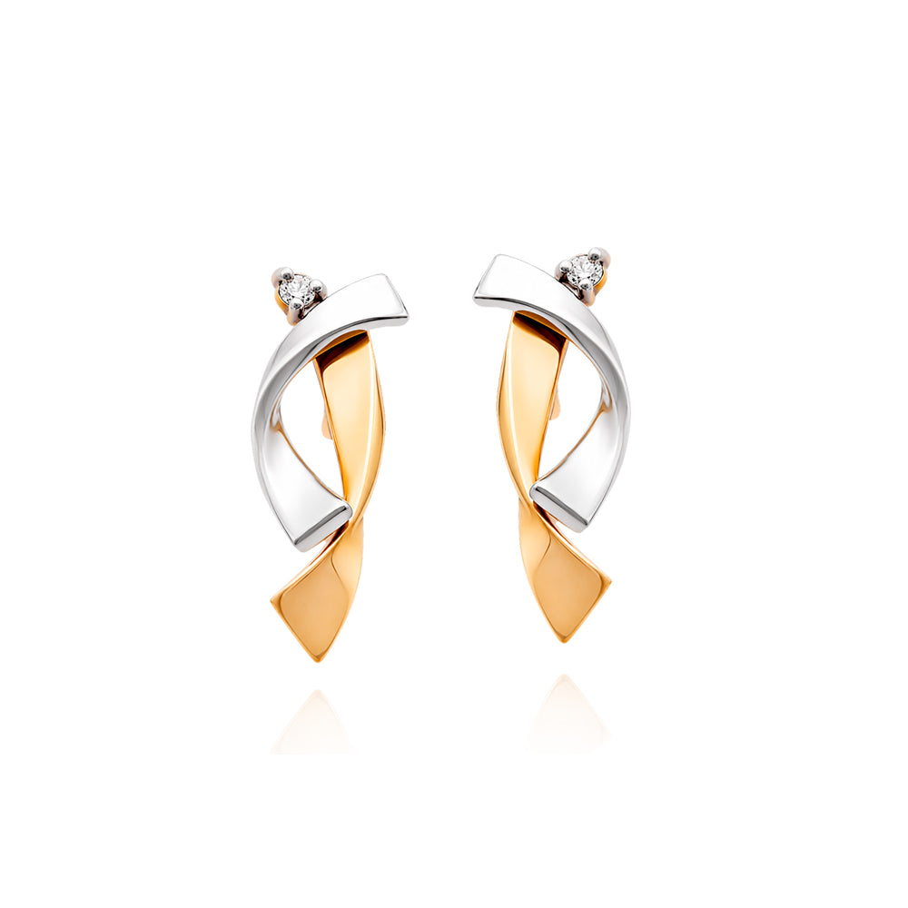 Brincos Orla em Ouro Amarelo e Ouro Branco com Diamantes
