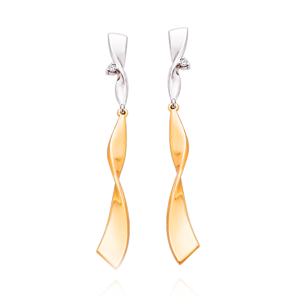 Brincos Orla em Ouro Amarelo e Ouro Branco com Diamantes