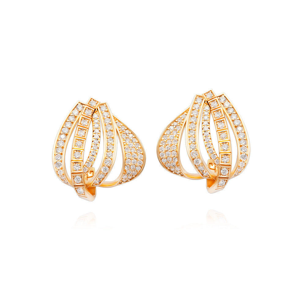 Brincos Horizonte em Ouro Amarelo com Diamantes