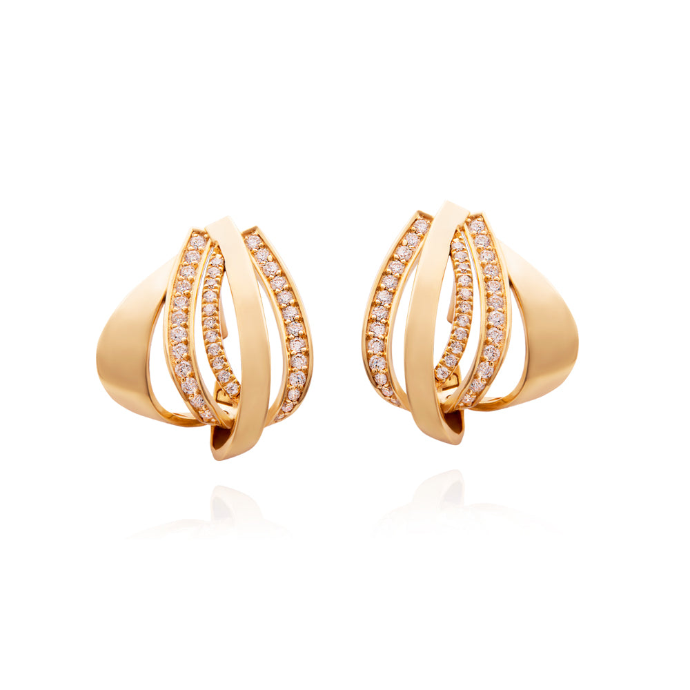 Brincos Horizonte em Ouro Amarelo com Diamantes