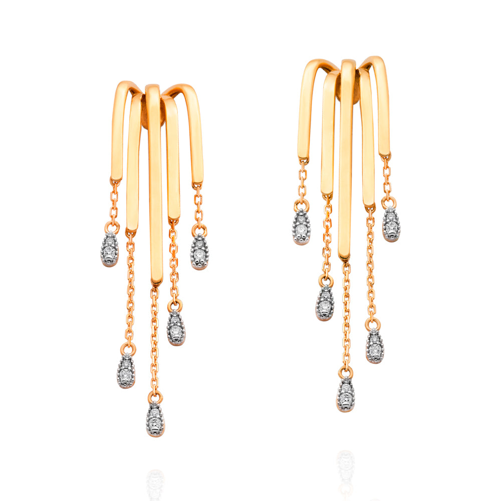 Brincos Ritmo em Ouro Amarelo com Diamantes