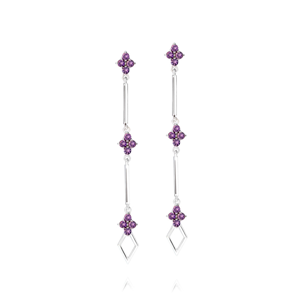 Brinco Aurora em Prata com Ametista - Just by LK