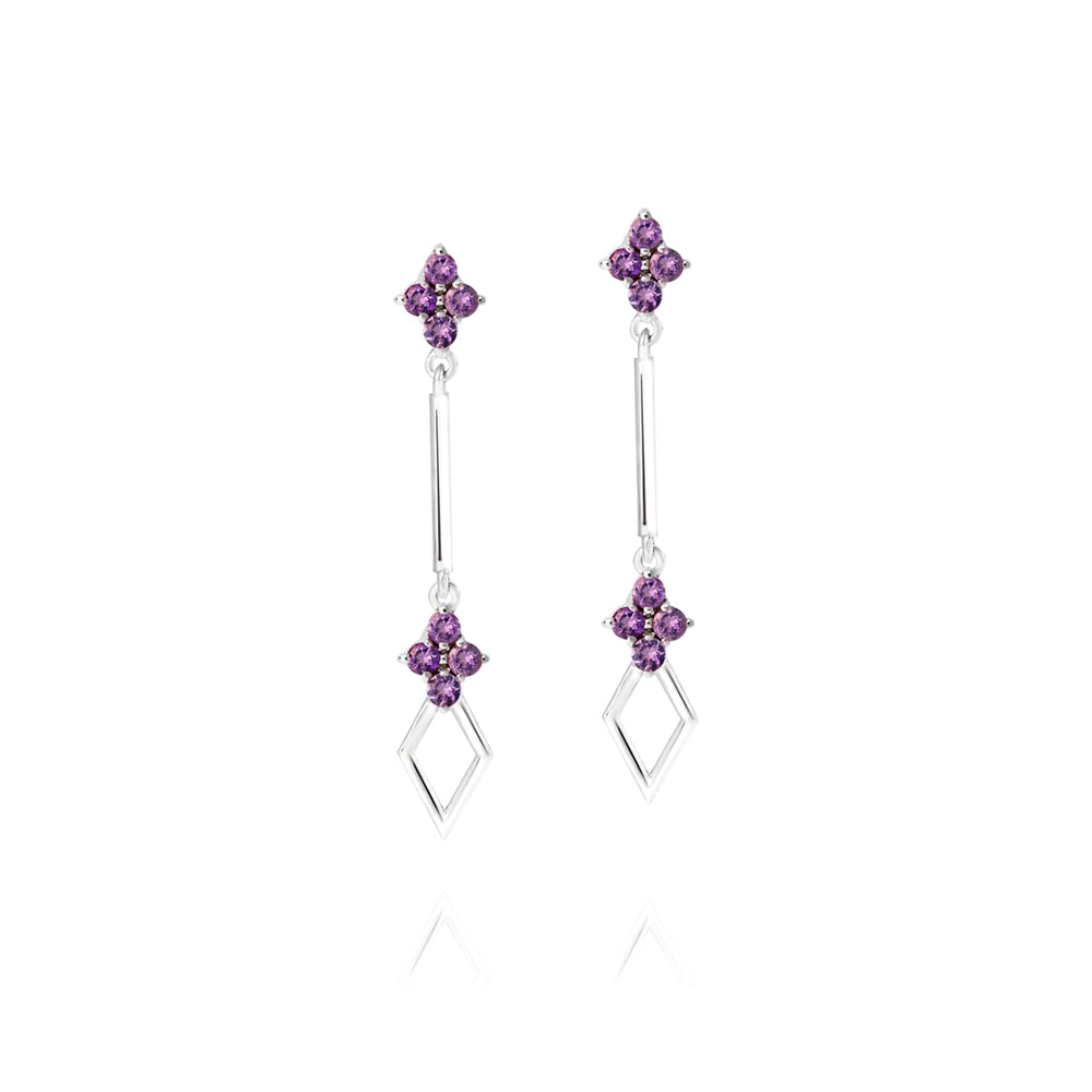 Brinco Aurora em Prata com Ametista - Just by LK