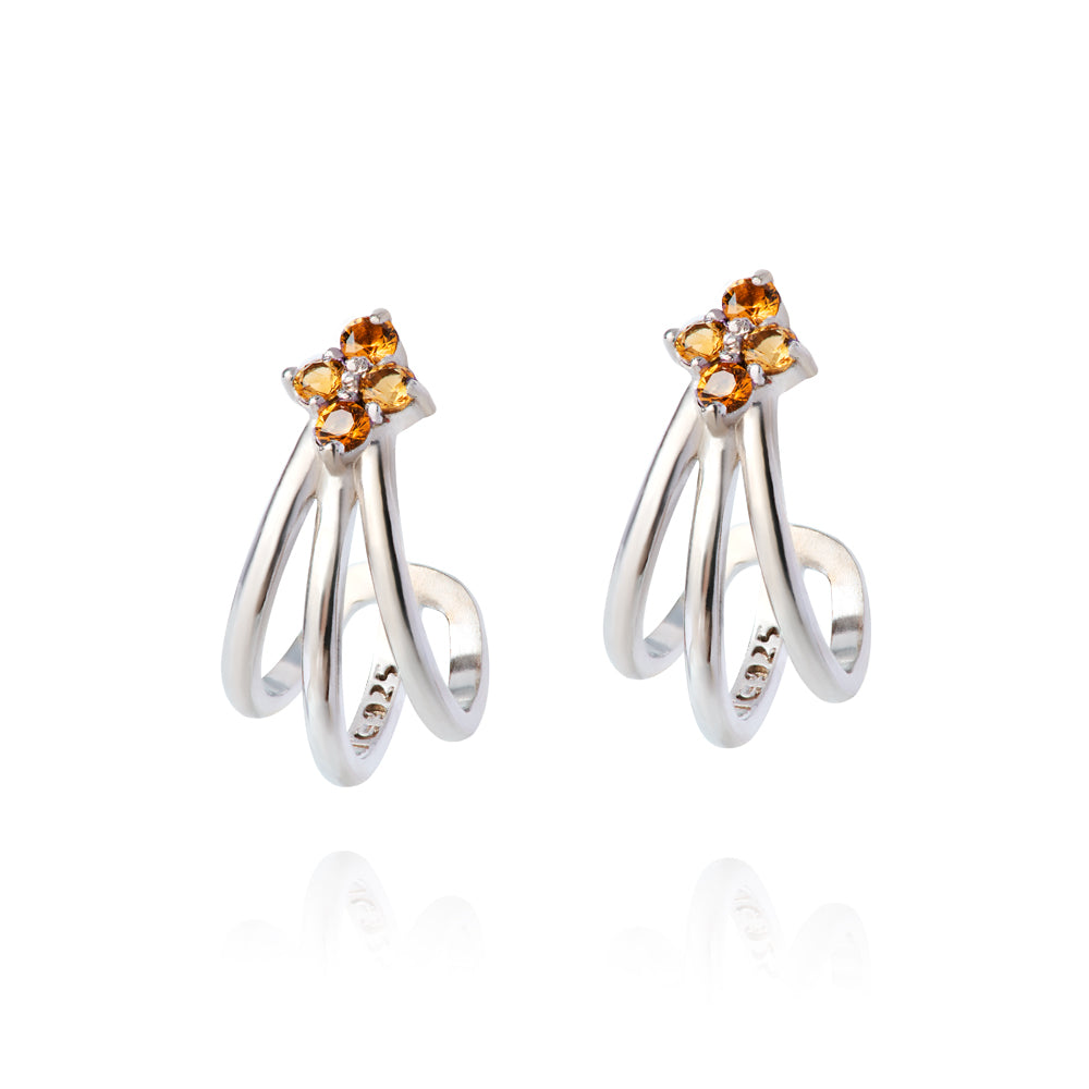 Brinco Aurora em Prata com Citrino - Just by LK
