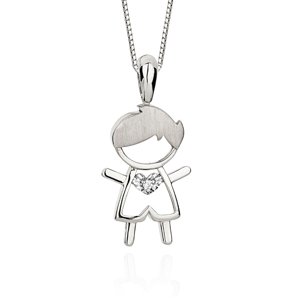 Pingente Cantiga Menino em Ouro com Diamante