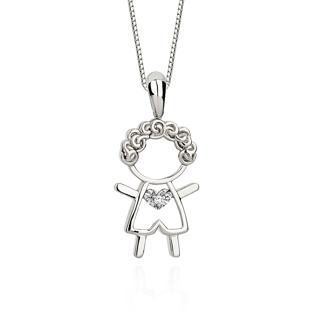 Pingente Cantiga em Ouro Branco com Diamante
