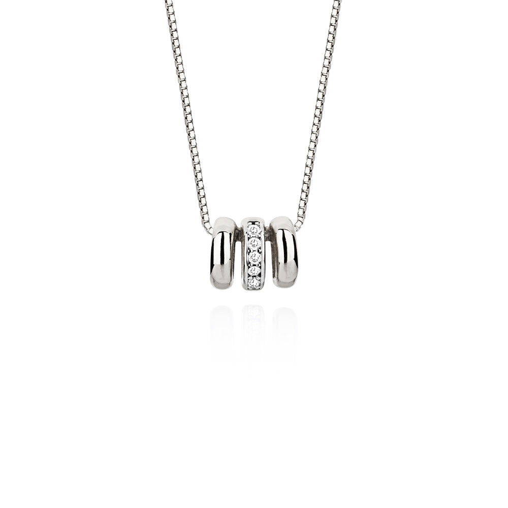 Pingente Separador Cantiga em Ouro Branco com Diamante