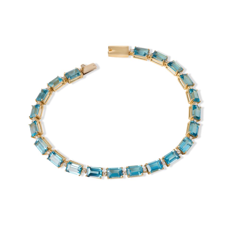 Pulseira Nuance em Ouro Amarelo com Topázio Azul e Diamantes