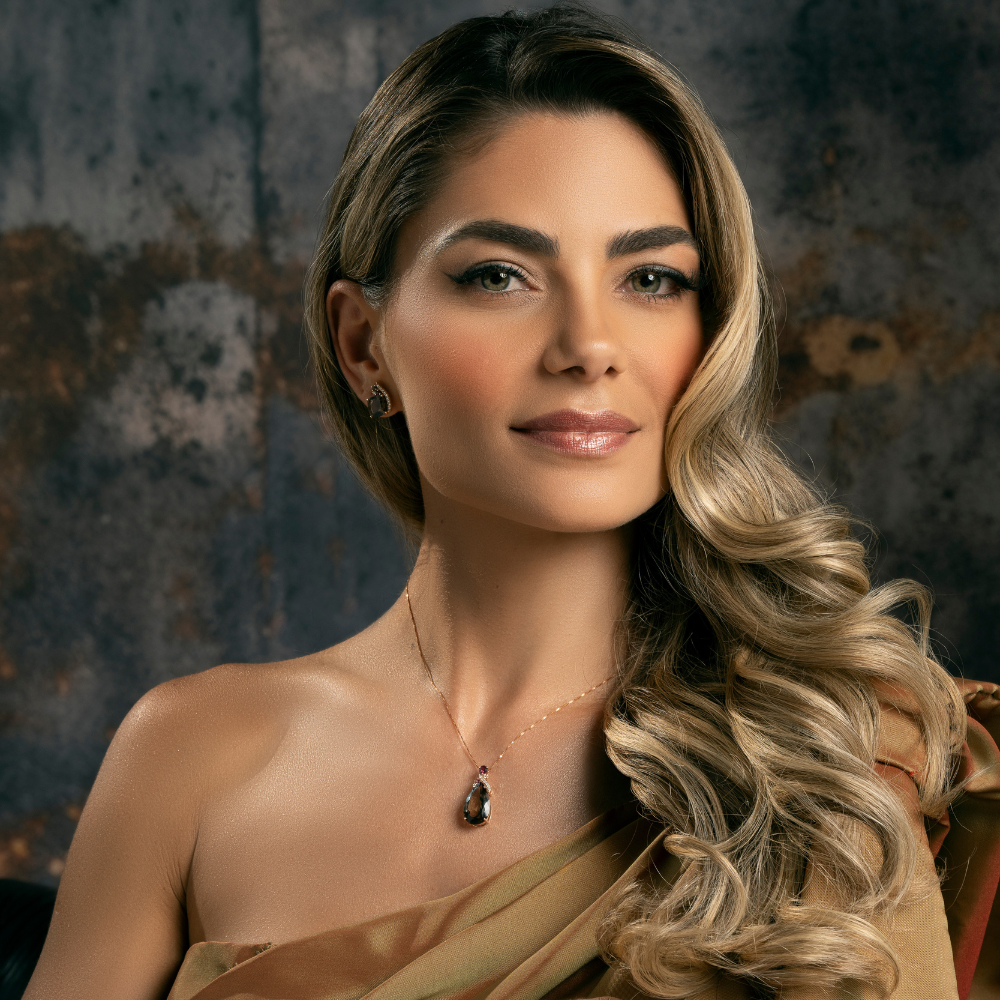 Pingente Antique em Ouro Rosé, Quartzo Fumê, Rodolita, Turmalina Rosa e Diamante