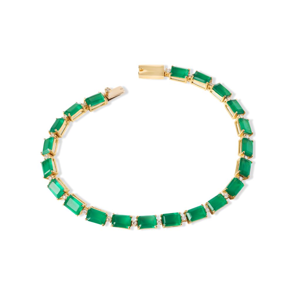 Pulseira Nuance em Ouro Amarelo com Ágata Verde