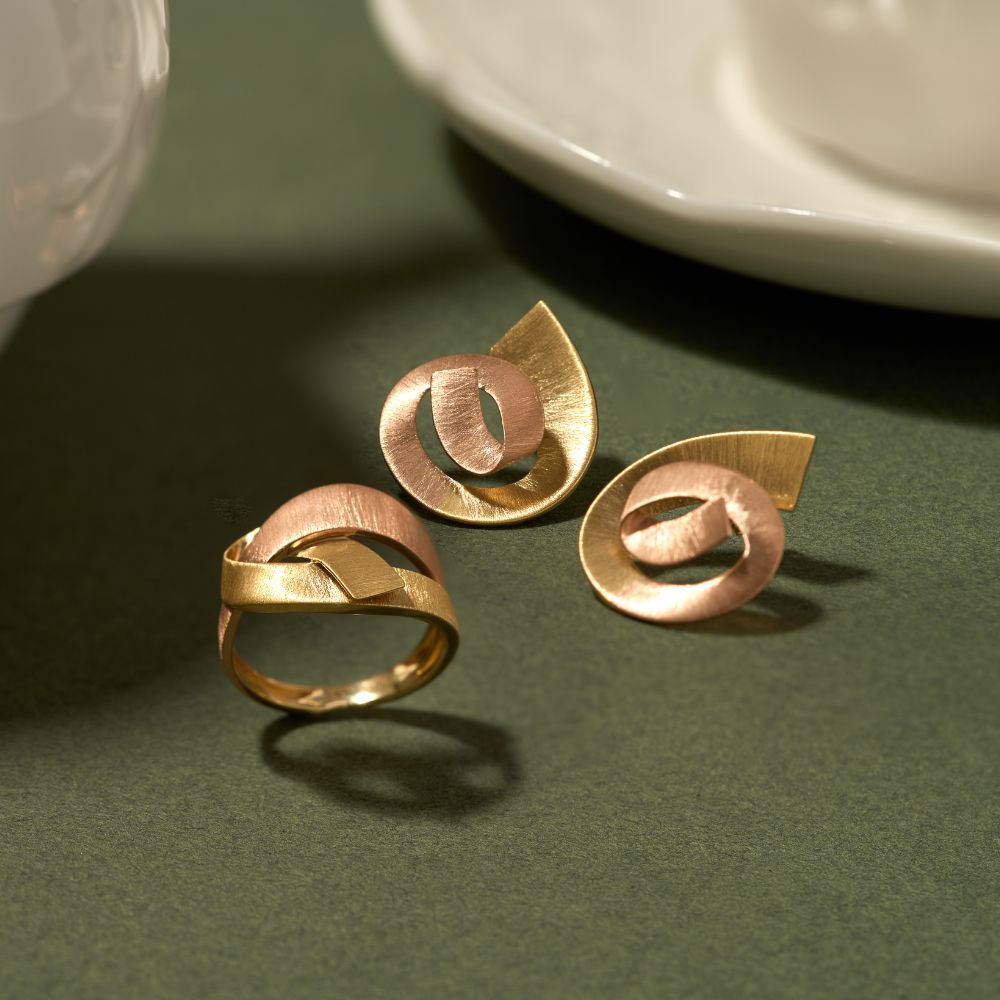 Brincos Legado em Ouro Amarelo e Ouro Rosé