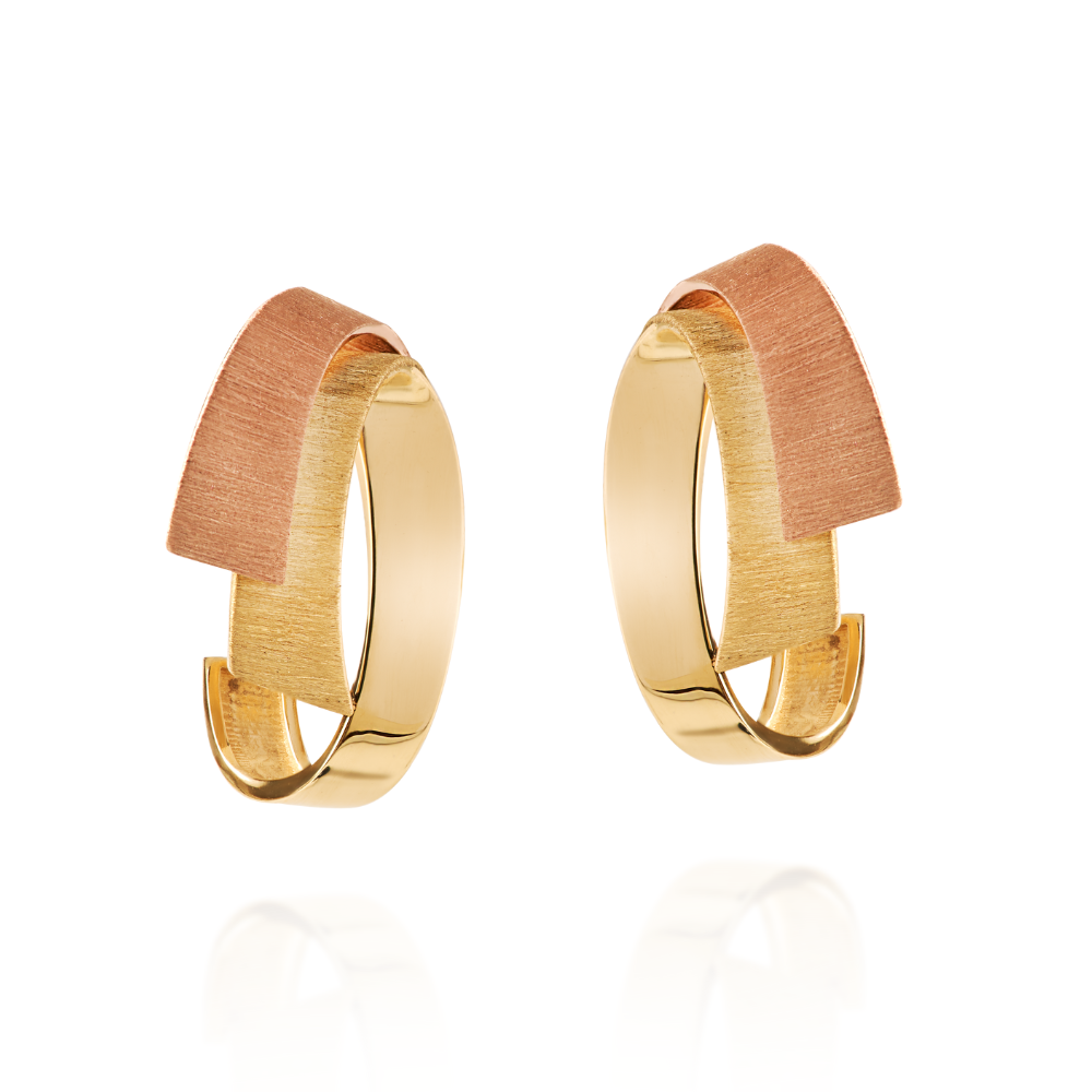 Brincos Legado em Ouro Amarelo e Ouro Rosé
