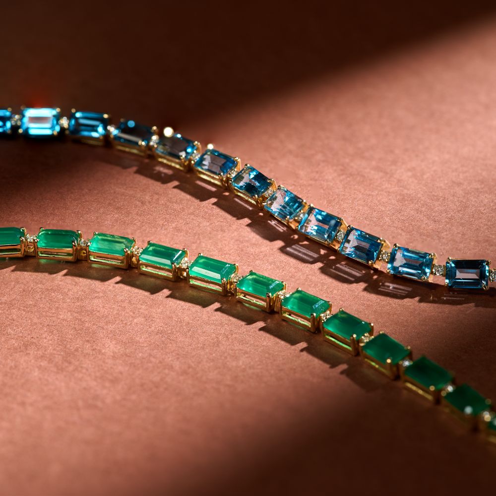 Pulseira Nuance em Ouro Amarelo com Topázio Azul e Diamantes