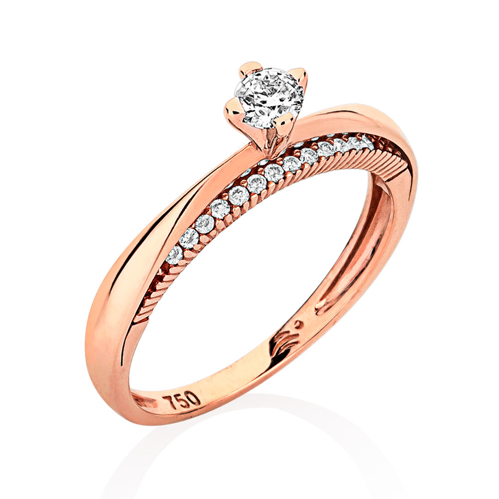 Solitário Only You em Ouro Rosé 18K com Diamantes - 43 Pontos
