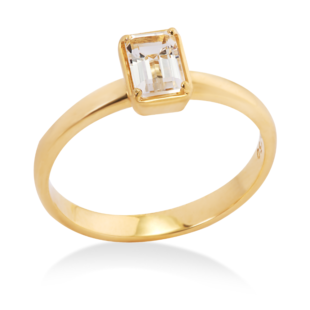 Anel Eclipse em Ouro Amarelo e Topázio Incolor