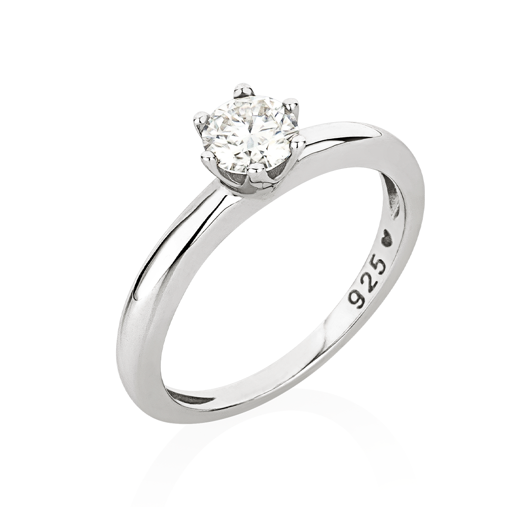 Anel Solitário Day em Prata com Moissanite