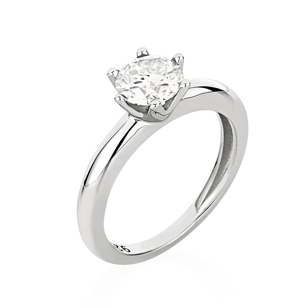 Anel Solitário Day em Prata com Moissanite