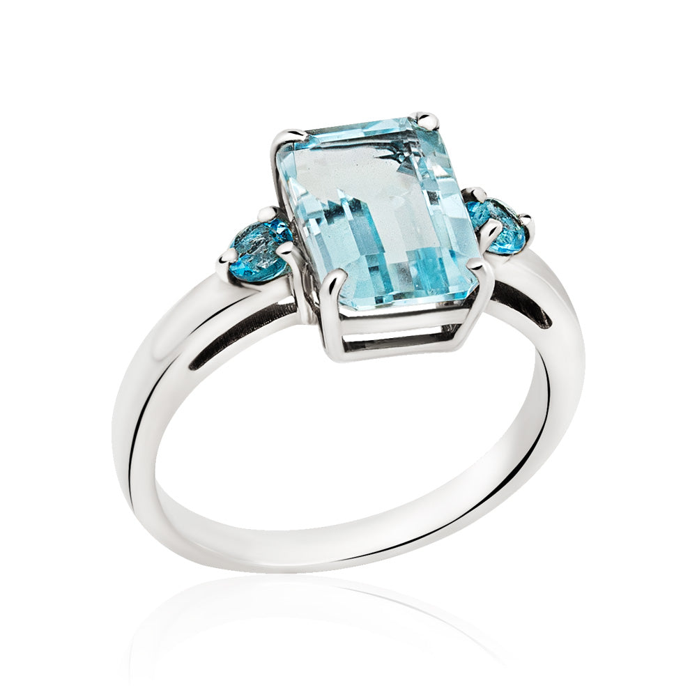 Anel Like Colours em Prata com Topázio Sky