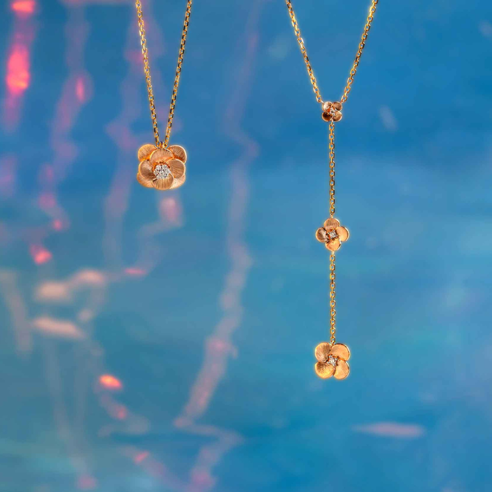 Pingente Blossom em Ouro Rosé com Diamante