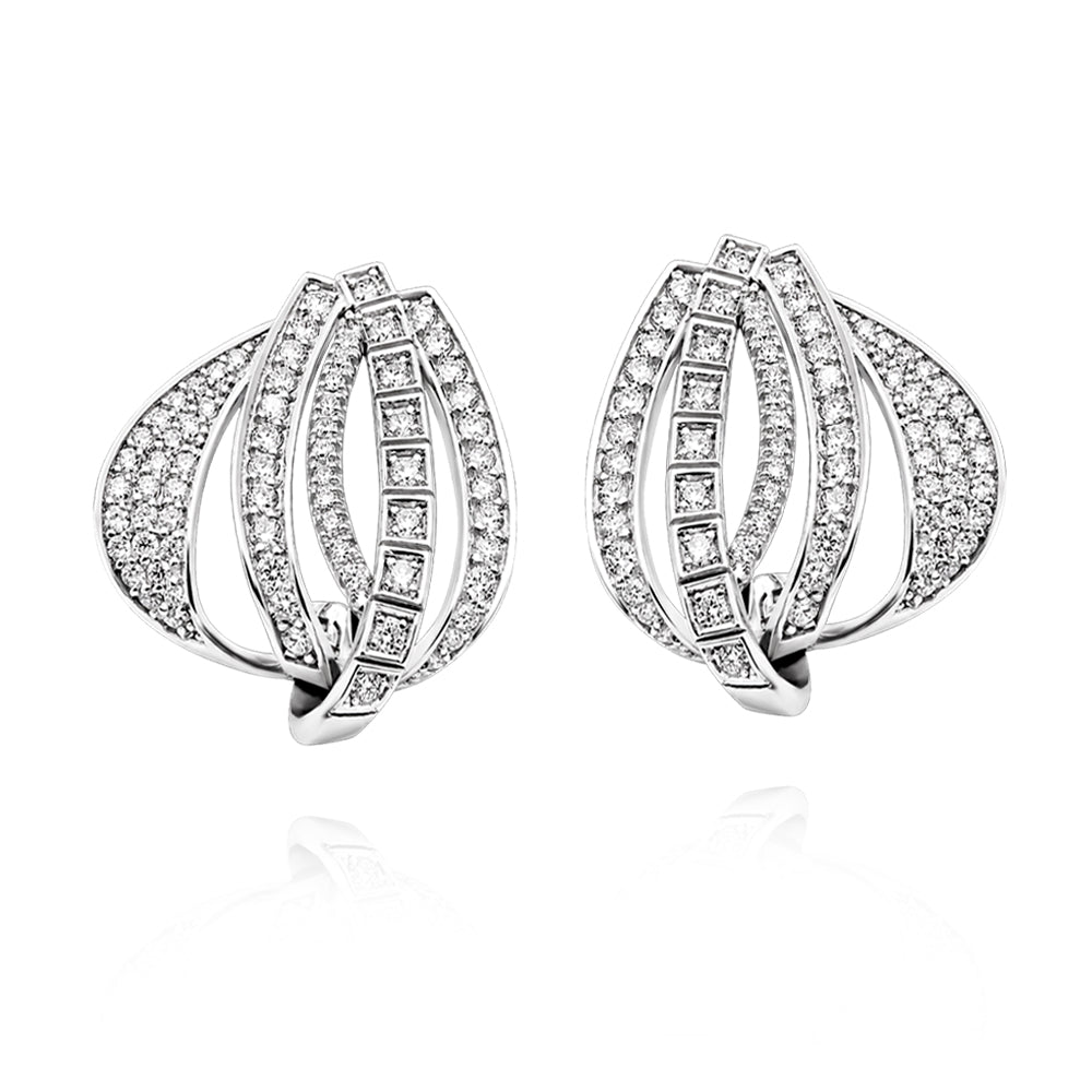 Brincos Horizonte em Ouro Branco com Diamantes