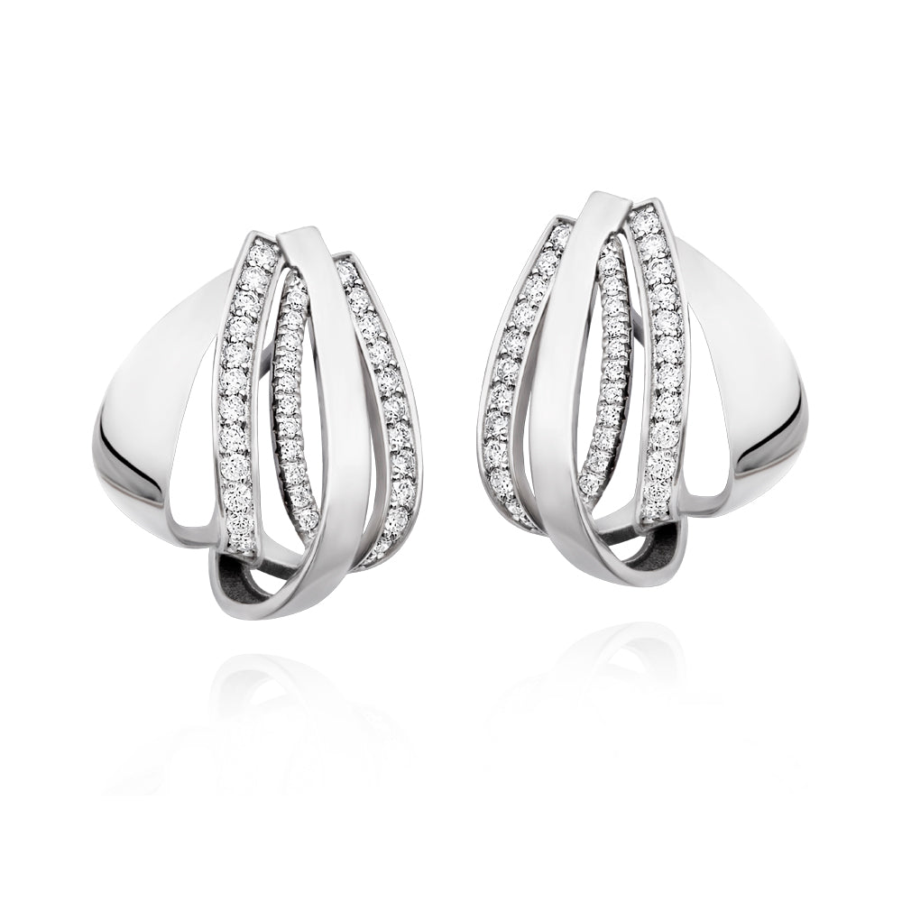 Brincos Horizonte em Ouro Branco com Diamantes