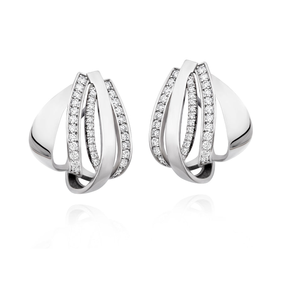 Brincos Horizonte em Ouro Branco com Diamantes
