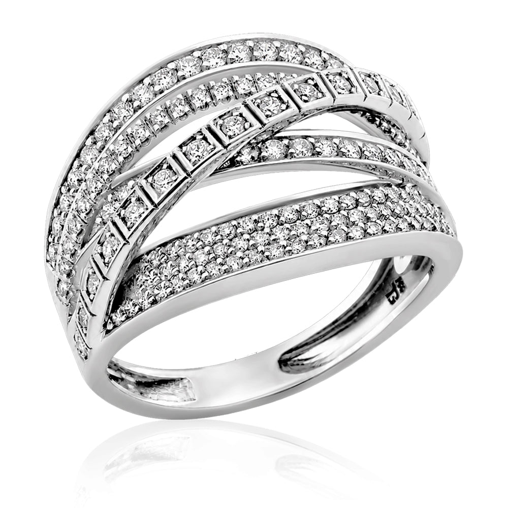 Anel Horizonte em Ouro Branco com Diamantes