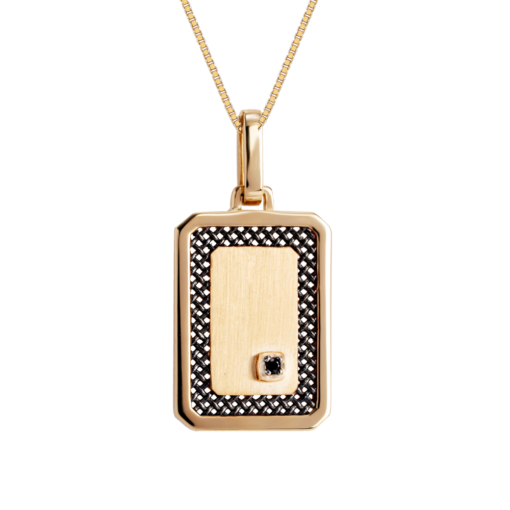 Pingente Noxx em Ouro Amarelo e Espinélio Negro