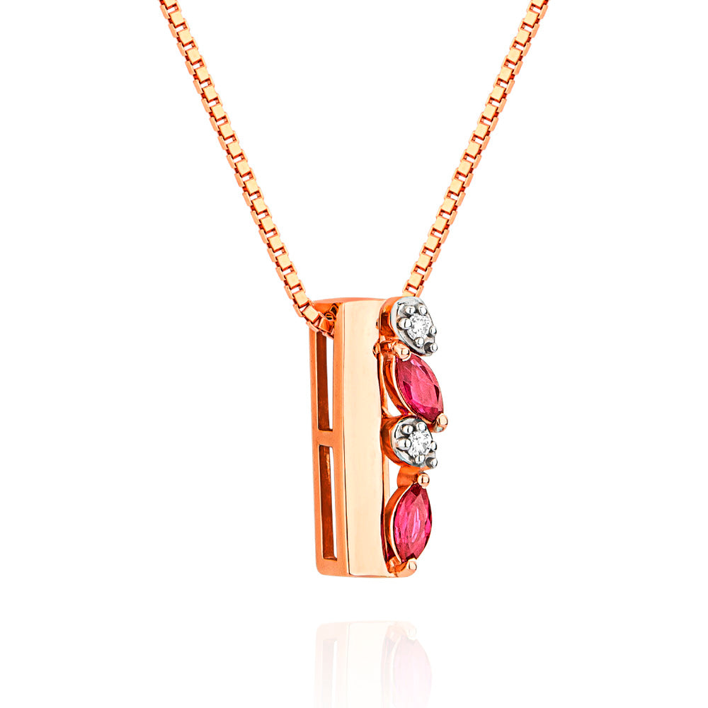 Pingente Dengo em Ouro Rosé com Rubis e Diamantes