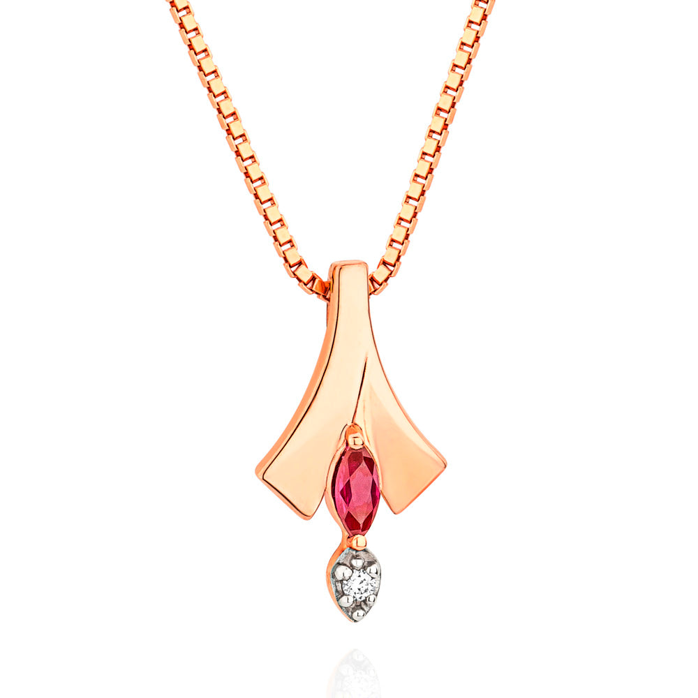 Pingente Dengo em Ouro Rosé com Rubi e Diamante