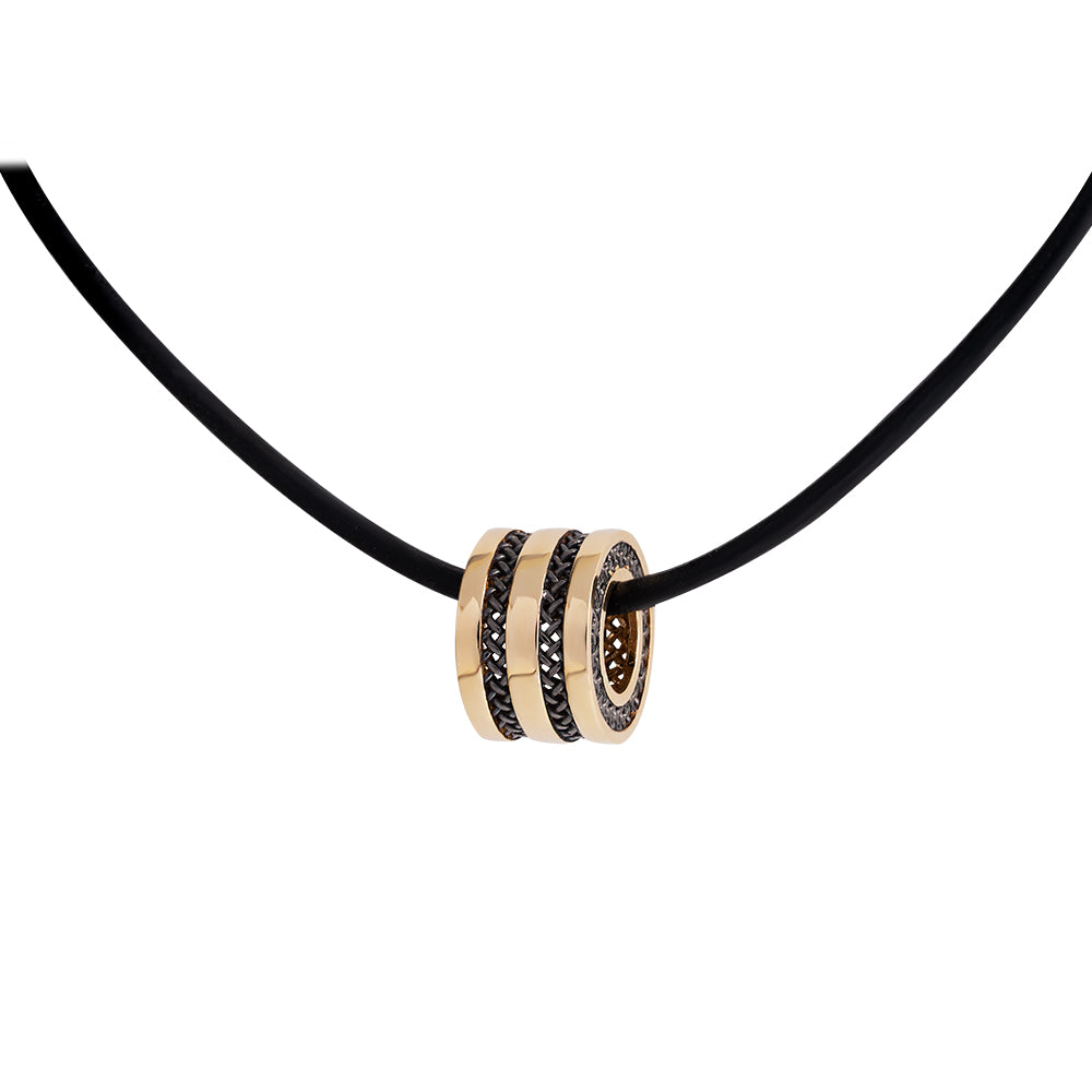 Pingente Noxx em Ouro Amarelo com Detalhes em Ródio Negro