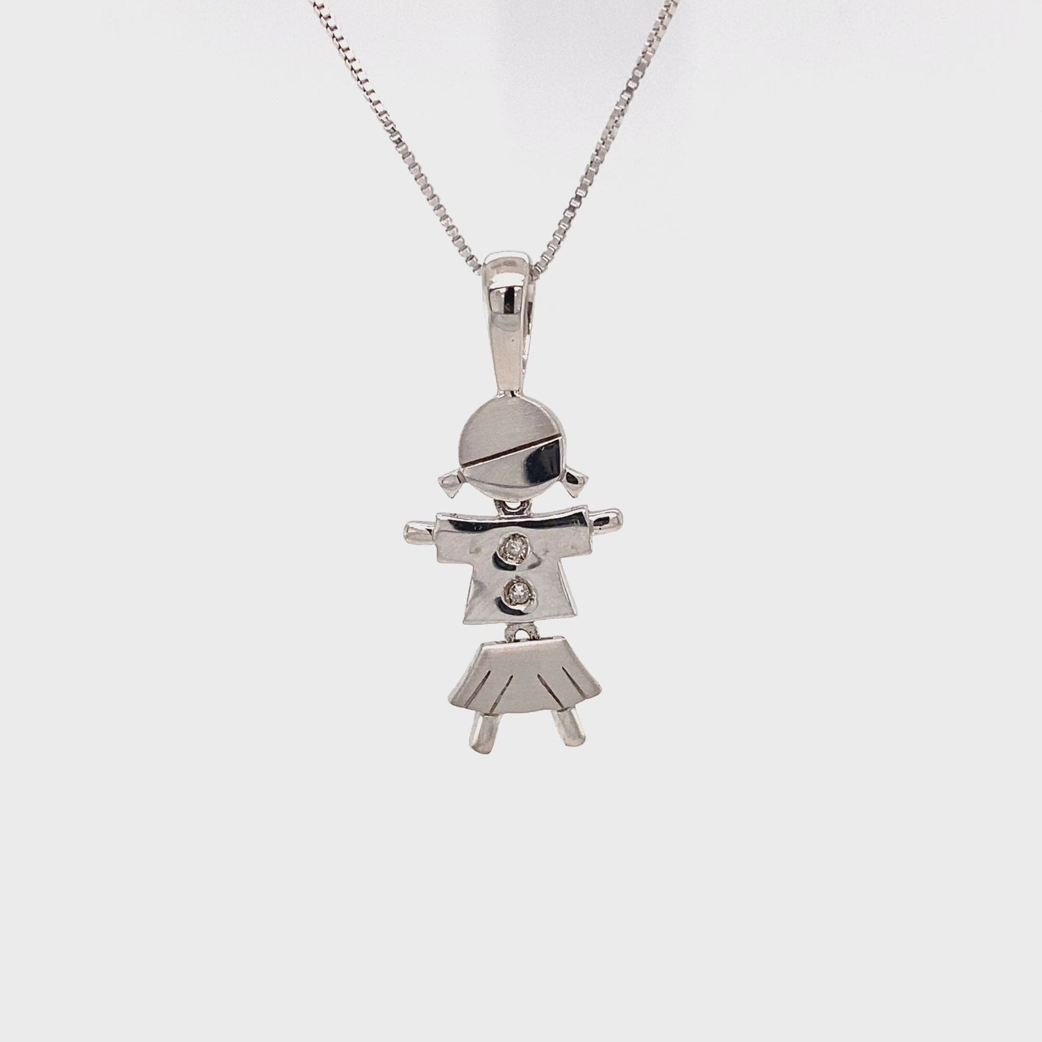 Pingente Boy & Girl em Ouro Branco com Diamantes