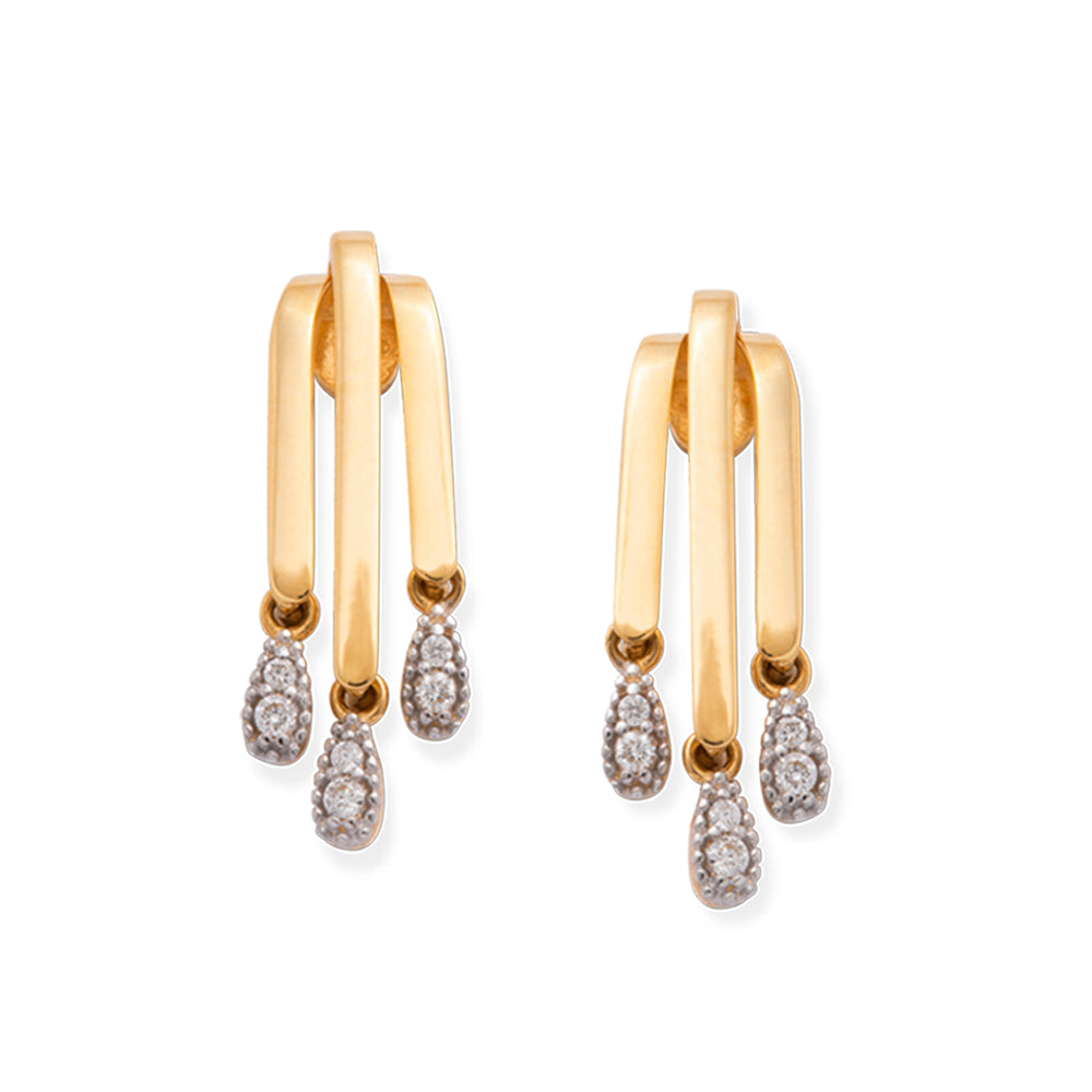 Brincos Ritmo em Ouro Amarelo com Diamantes