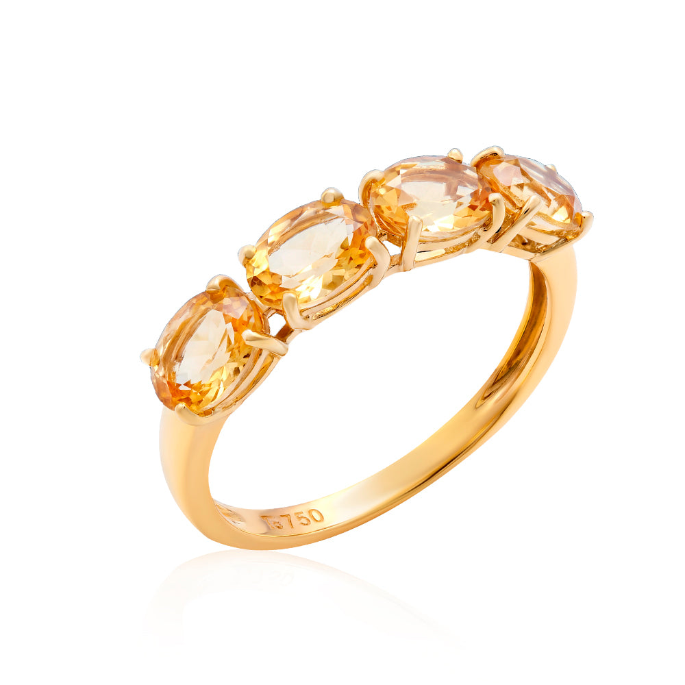 Anel Solis em Ouro Amarelo com Citrino Amarelo
