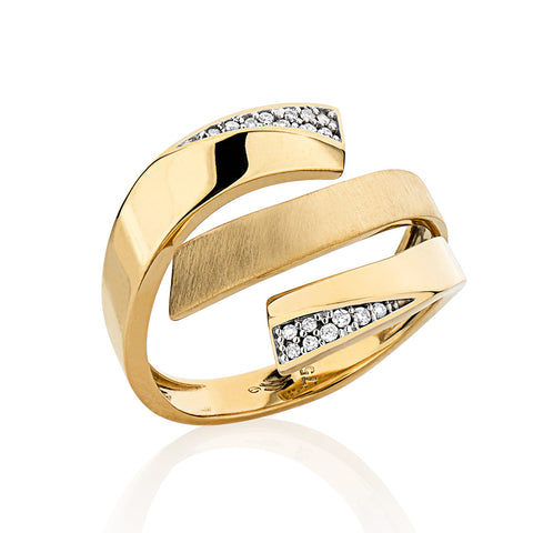 Anel em Ouro Amarelo com Diamantes - Coleção Elegant