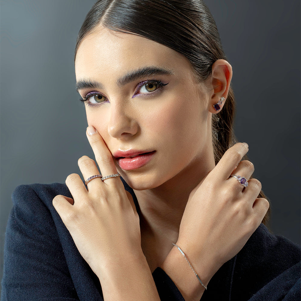 Anel Colorful em Prata e Ametistas - JFY